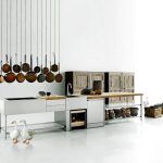 Contemporary kitchen / stainless steel / wood veneer / island