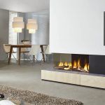 Gas fireplace / 3 sided / closed hearth / contemporary