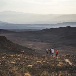 Hiking at sunset in Cactus Valley (Los Cardones Ravine), Atacama Desert, North Chile