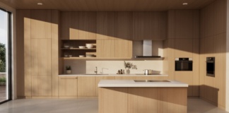 drvena moderna kuhinja s LG kućanskim uređajima