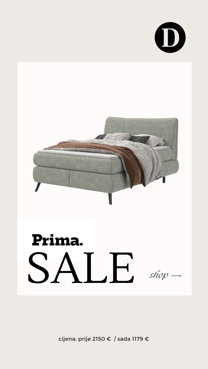 sivi krevet s metalnim nogicama u dizajnerskom looku, ali u budžetu