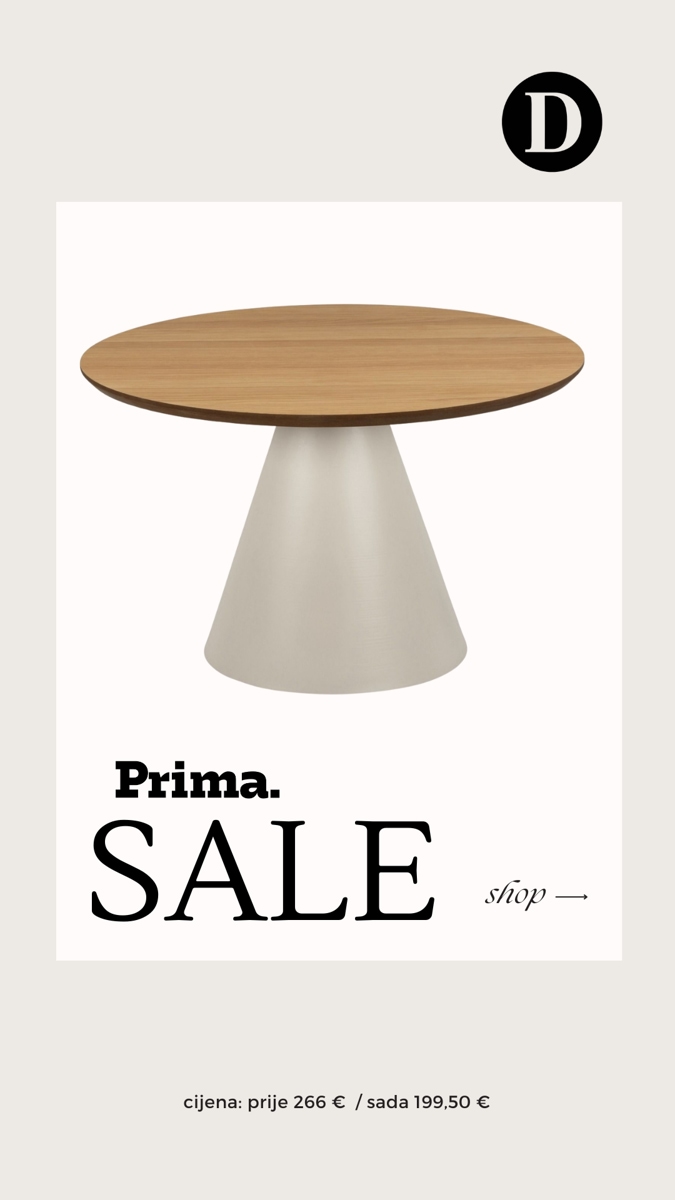 okrugli stolić za dnevni boravak s drvenom pločom i metalnom nogom