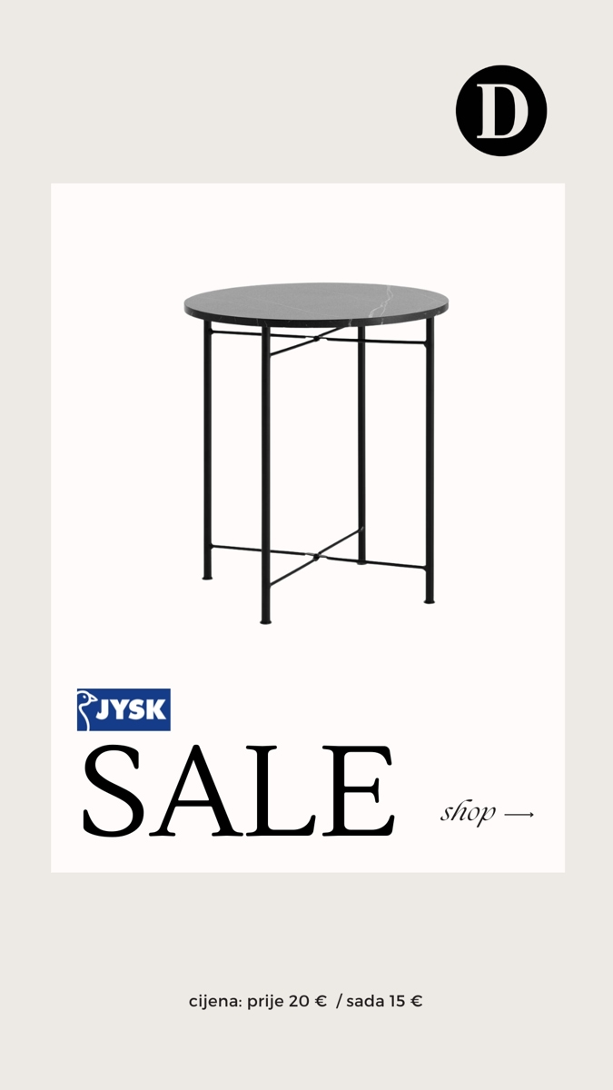 dupe dizajnerski stolić s crnom mramornom pločom i metalnim nogama iz JYSKA