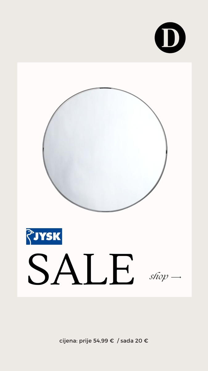 okruglo metalno crno ogledalo promjera 50 centimetara iz Jyska