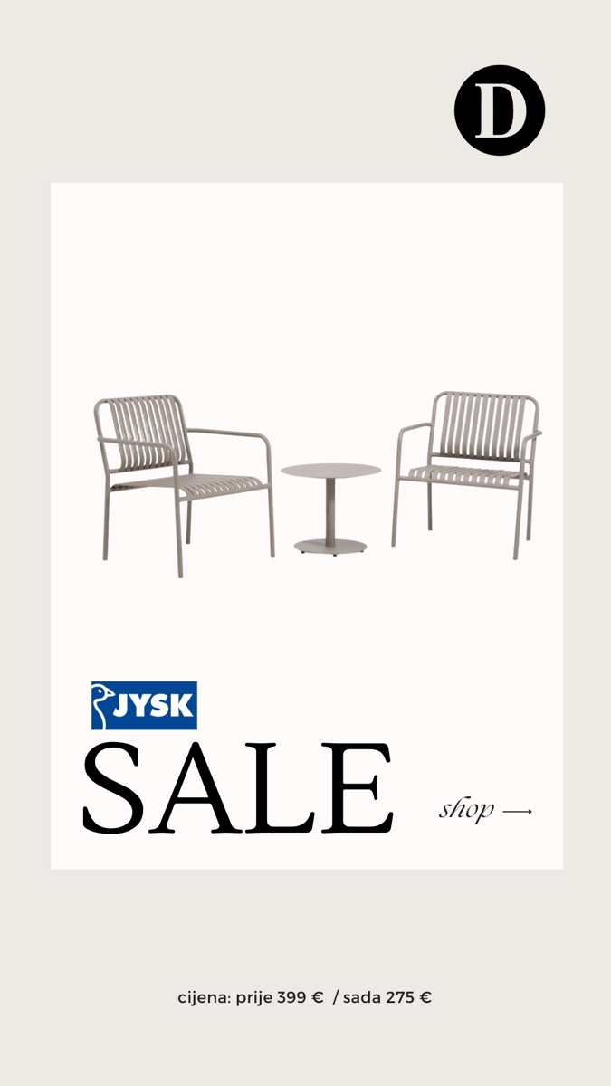 dupe vrtni metalni dizajnerski stolci i stolić sive boje iz Jyska